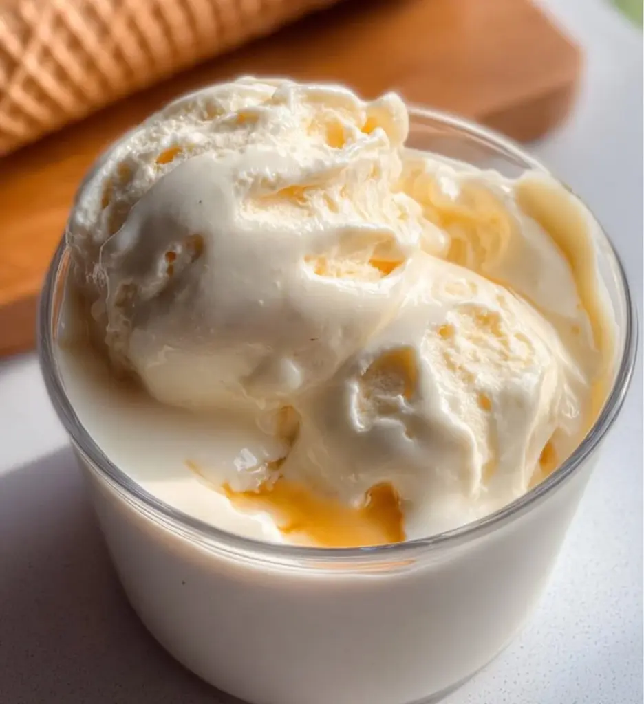 Ninja Creami vanilla frozen yogurt served in a bowl with fresh toppings