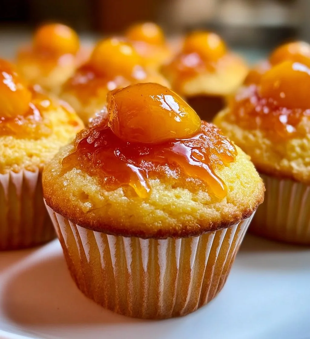 Delicious Peach Bellini Cupcakes topped with peach frosting
