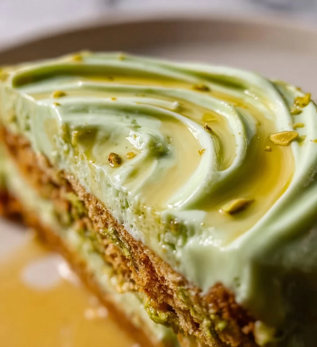 Delicious Pistachio Mascarpone Cake Filling in a beautifully layered cake.