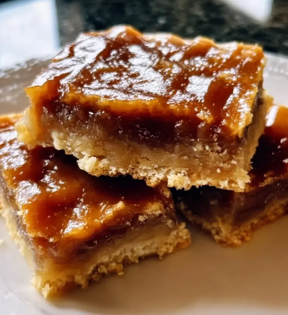 Salted Caramel Brown Sugar Cinnamon Sourdough Pop Tart Bars on a plate