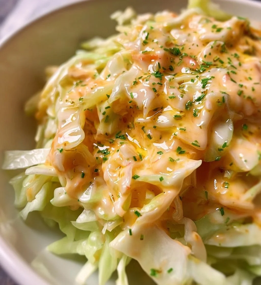 Sour Cream German Coleslaw Dressing in a bowl with fresh vegetables