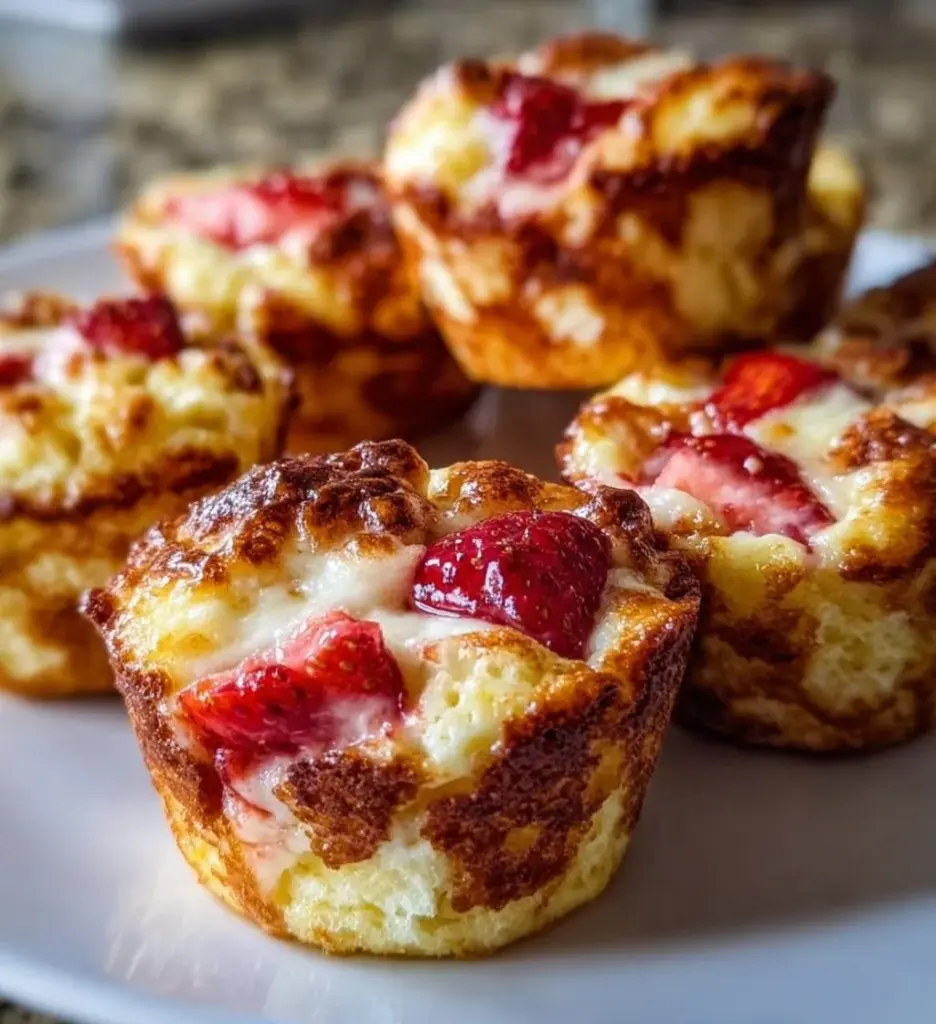 Strawberry pancake muffins baked with cottage cheese for a healthy treat