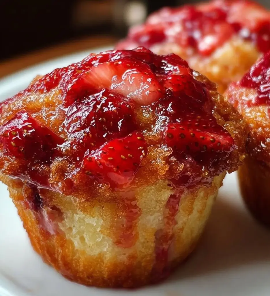 Freshly baked strawberry yogurt muffins on a cooling rack