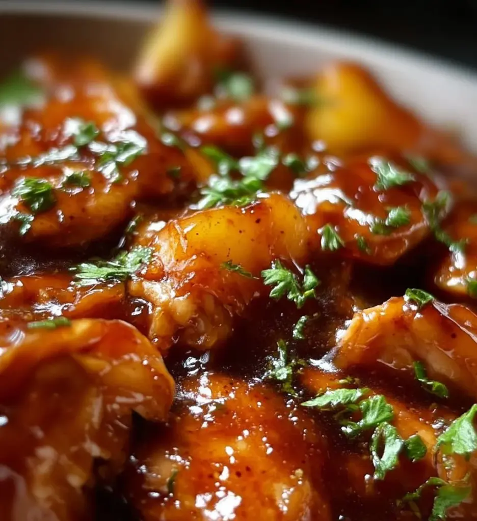 Sweet Hawaiian Crockpot Chicken served with rice and vegetables