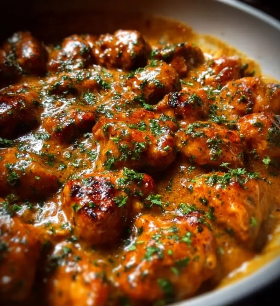 Texas Roadhouse Butter Chicken Skillet served with rice and garnished with herbs