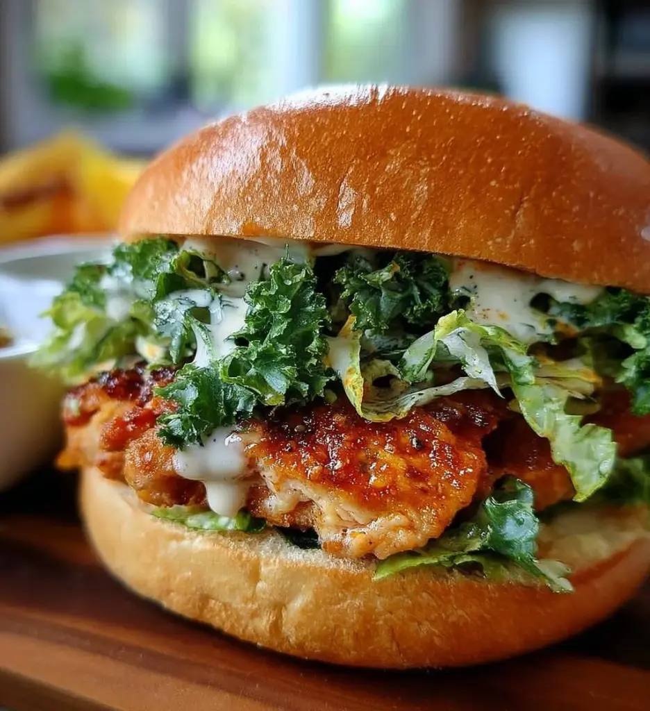 Delicious Ultimate Chicken Caesar Sandwich with crisp romaine and creamy dressing